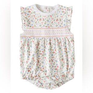 Pineapple Sunshine floral Madison Smocked Bubble, Size 12m, excellent condition